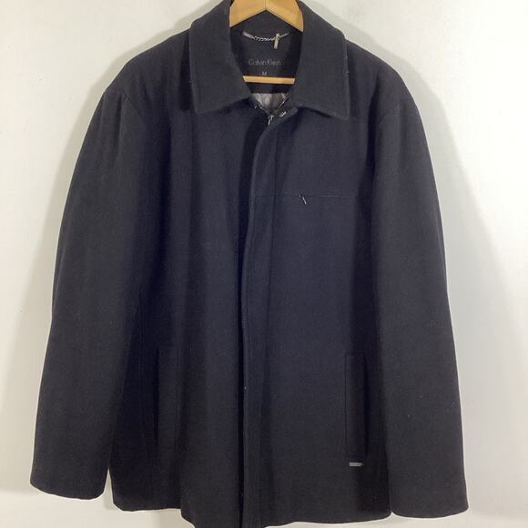 Calvin Klein Mens Jacket Coat Wool Blend Black Medium Minimalist Classic Fall - Picture 7 of 12